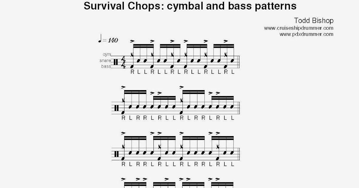 Cruise Ship Drummer! Survival chops cymbal and bass drum licks